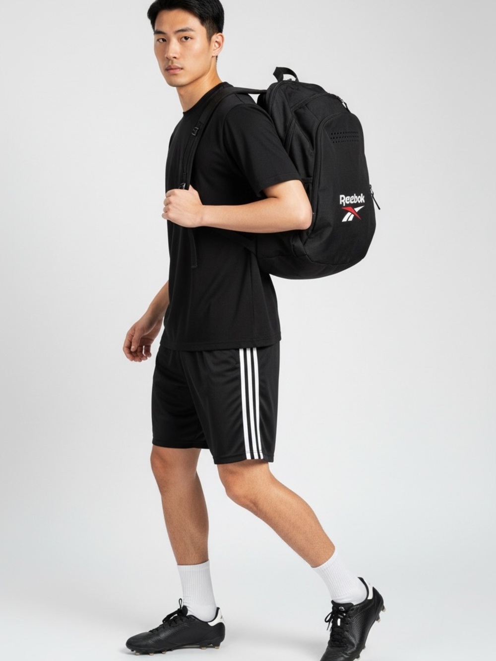 Reebok Black Backpack with Red and White Logo